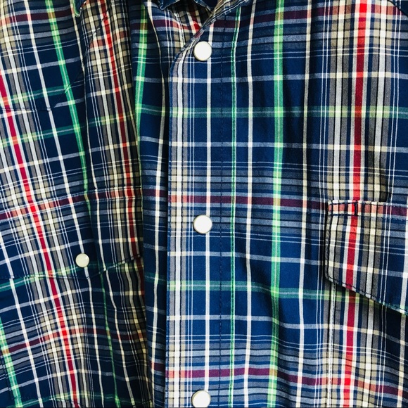 Wrangler Mens Short Sleeve Pearl Snap Blue Pink Plaid Western Casual Shirt Sz XL - Picture 4 of 9